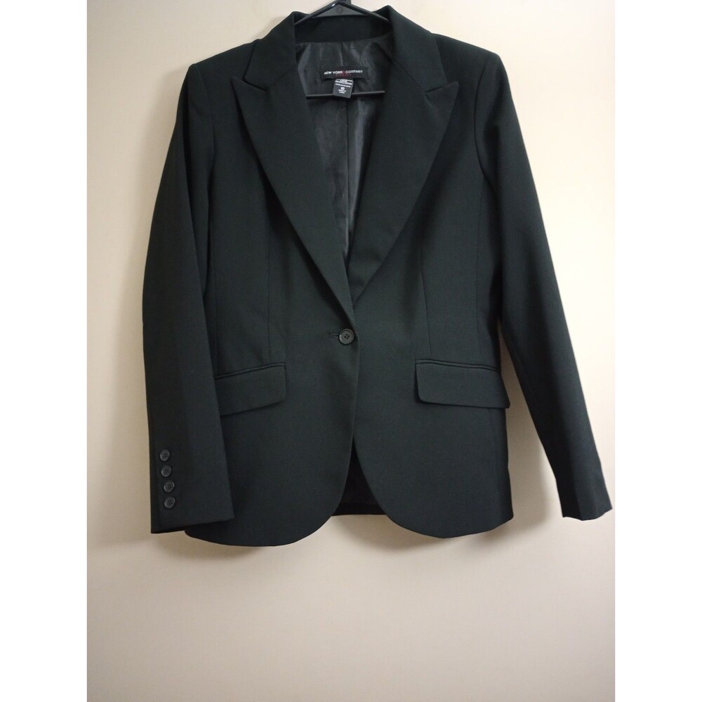 New York & Company Black One Button Blazer Size 10